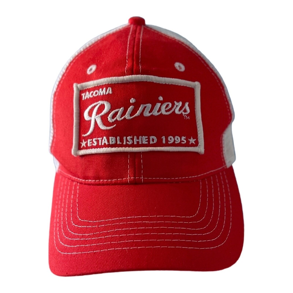 TACOMA RAINIERS MiLB Baseball Washington Logo Mesh Trucker Cap Hat Red White